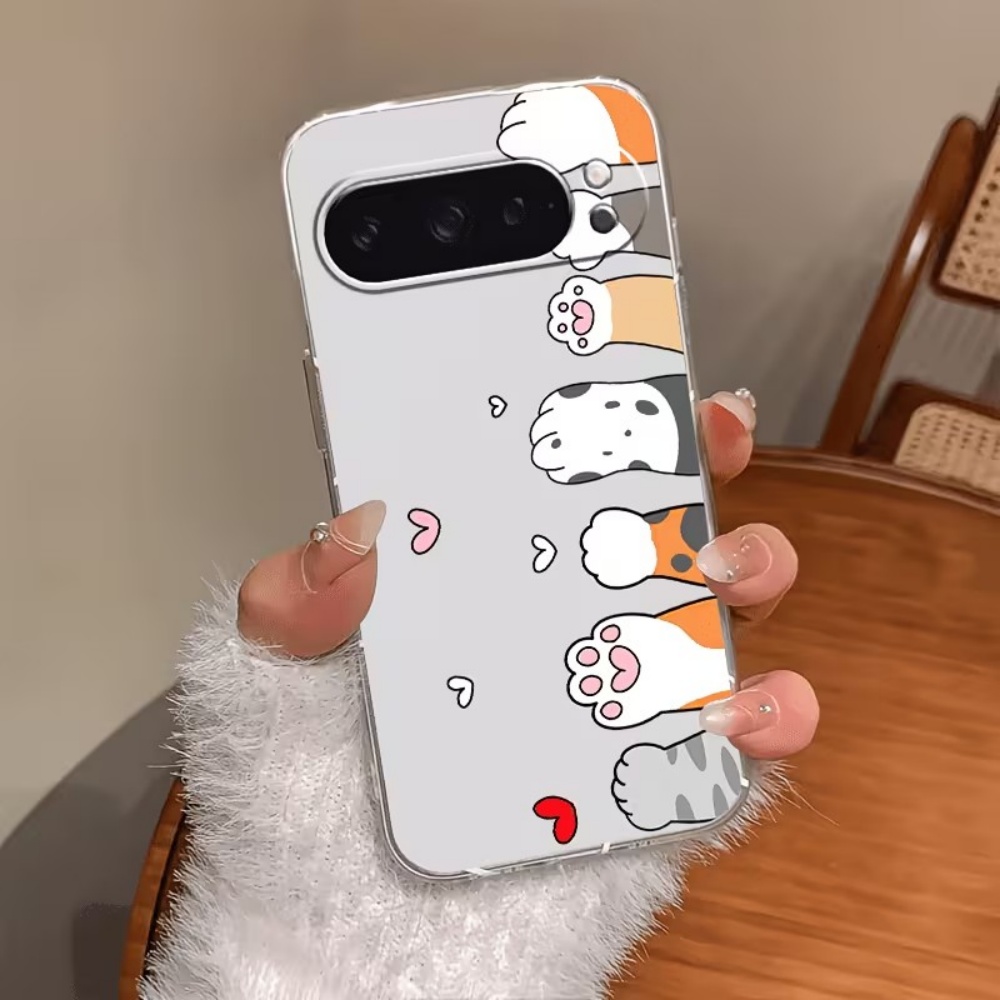 Phone Cases Cat - Cartoon Cat Paw Print Crystal Clear