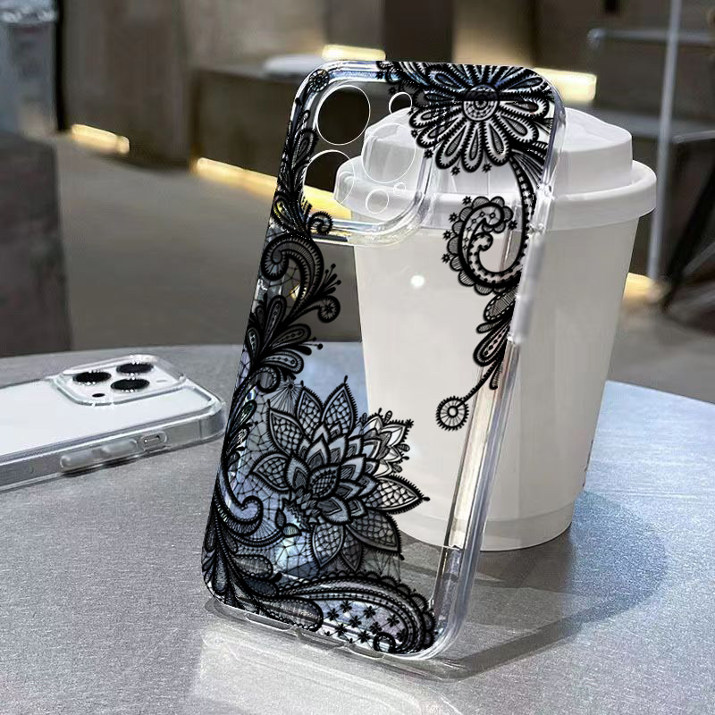Trendy Black Lace Flower Patte - огляд і ціна Phone Cases Xiaomi