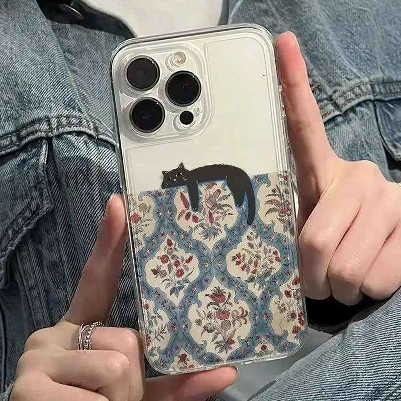 Retro Black Cat Pattern Vintag - огляд і ціна Phone Cases Vintage