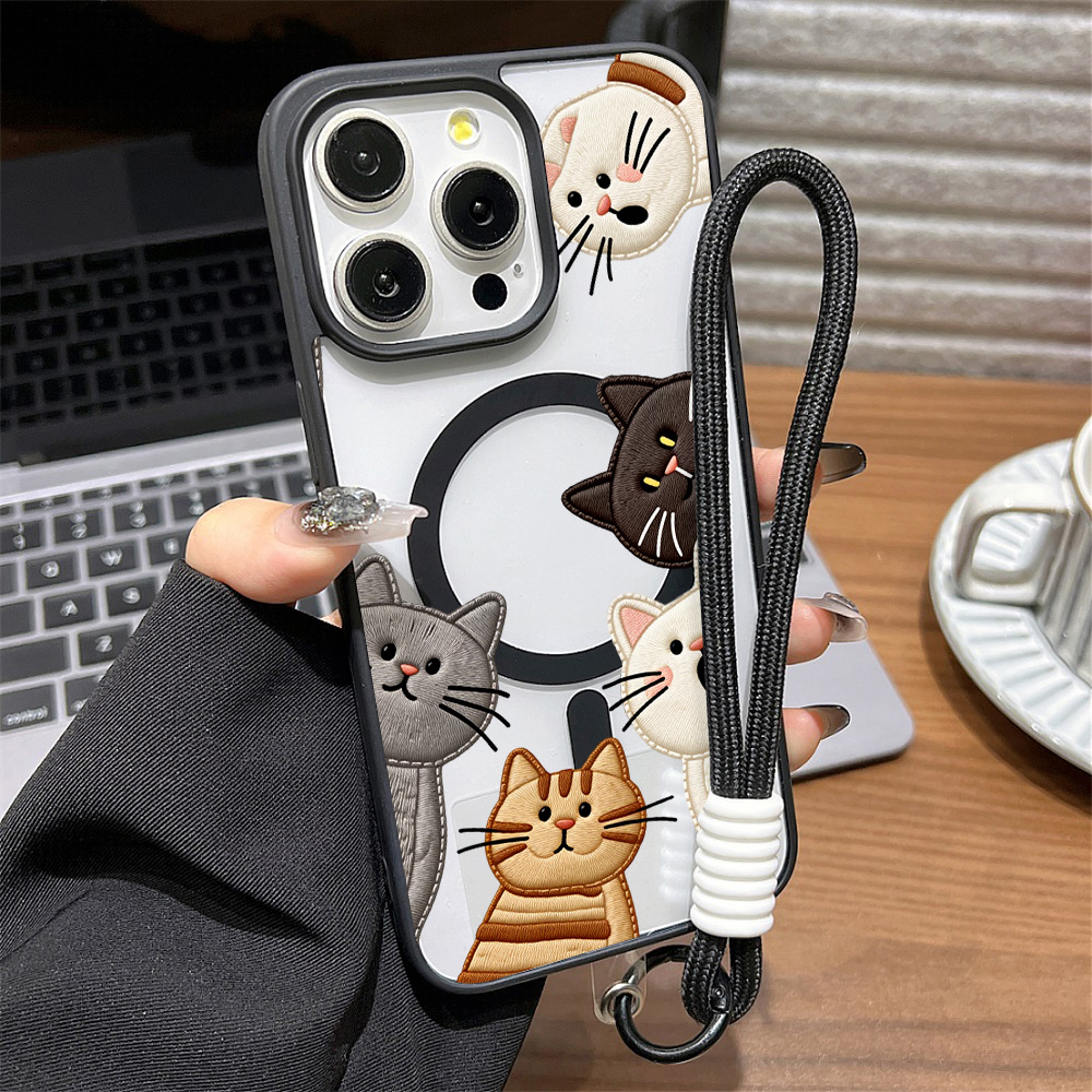 Cute Faux Embroidery Cat Phone - огляд і ціна Phone Cases Cat