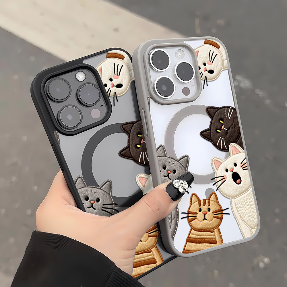 Cute Faux Embroidery Cat Phone - огляд і ціна Phone Cases Cat